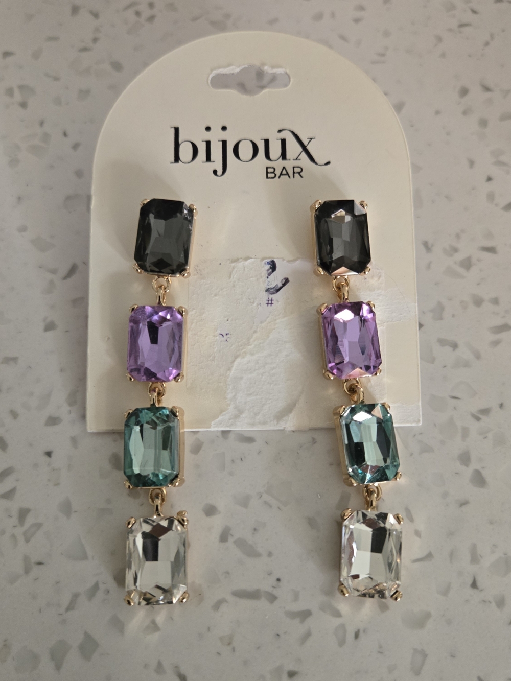 Bijoux Bar - Multicolor Drop Crystal Earrings